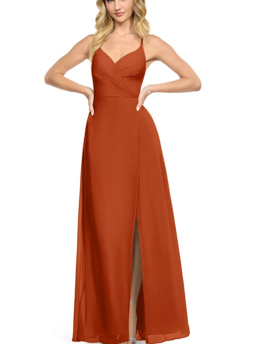 Azazie Davis Burnt-Orange Bridesmaid or Wedding Guest Dress, Size 10